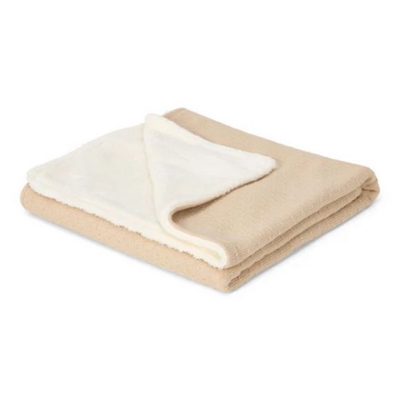 Κουβέρτα πλεκτή Little Dutch με επένδυση fleece Pure Soft Beige 110x140 στο Bebe Maison
