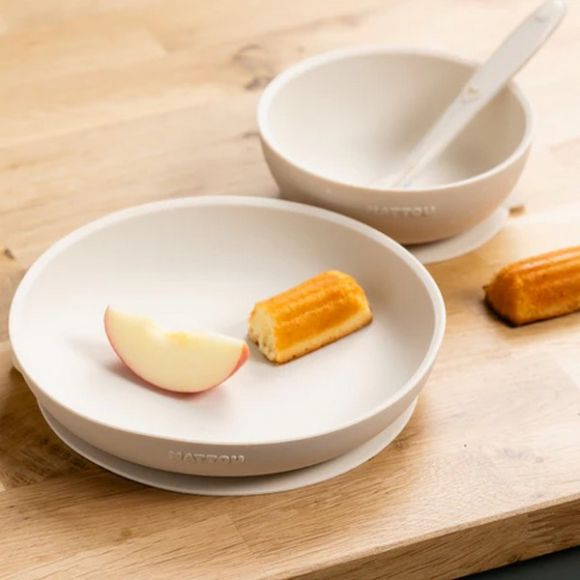 Σετ φαγητού Nattou silicon 3 τεμαχίων απαλό μπεζ στο Bebe Maison