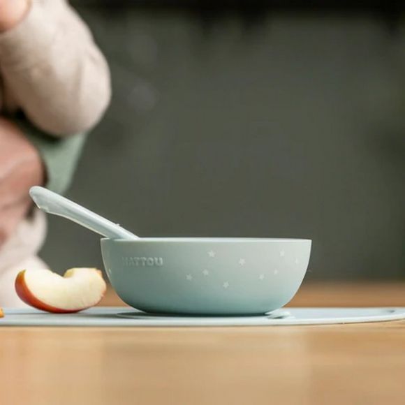 Σετ φαγητού Nattou silicon 4 τεμαχίων με σουπλά Μέντα στο Bebe Maison