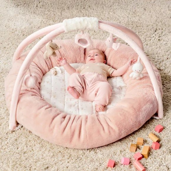 Στρωματάκι δραστηριοτήτων  Nattou με γυμναστήριο & περιμετρικό μαξιλάρι - στρογγυλό Ροζ στο Bebe Maison