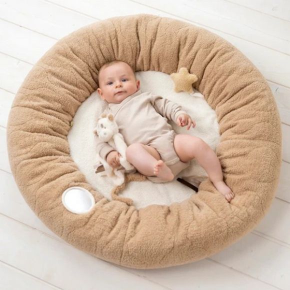 Στρωματάκι δραστηριοτήτων  Nattou με γυμναστήριο & περιμετρικό μαξιλάρι - στρογγυλό Καφέ στο Bebe Maison