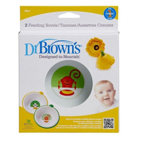 Μπολ φαγητού Dr Brown (2τμχ) κίτρινο & πράσινο στο Bebe Maison