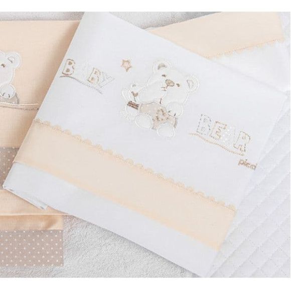 Σετ σεντόνια Picci 3 τμχ σχέδιο Mami beige 120 x 165 cm στο Bebe Maison