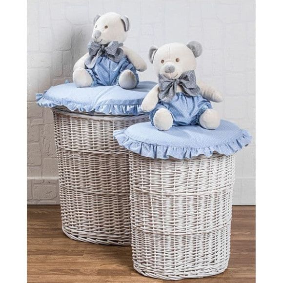 Set Oval Wicker Baskets 2pcs (playful) Picci Mami Blue Design στο Bebe Maison