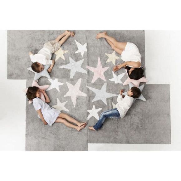 Children's carpet lorena canals gray with 3 stars blue yellow white 120x160 στο Bebe Maison