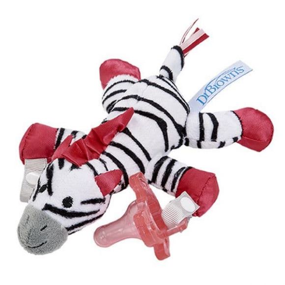 Pacifier dr brown all silicone pink with zebra doll 0+ στο Bebe Maison