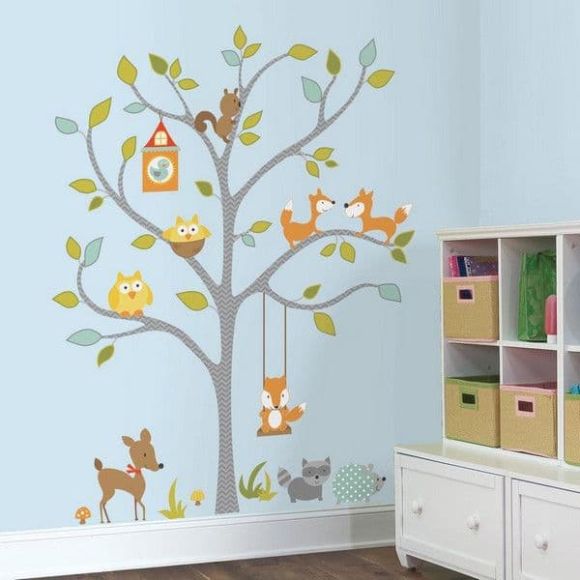 Αυτοκόλλητα τοίχου Roommates Roommates Woodland Fox & Friends Tree RMK2729SLM στο Bebe Maison