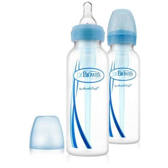 Διπλή συσκευασία Μπιμπερό Dr Brown πλαστικό 250 ml με στενό λαιμό options μπλε στο Bebe Maison