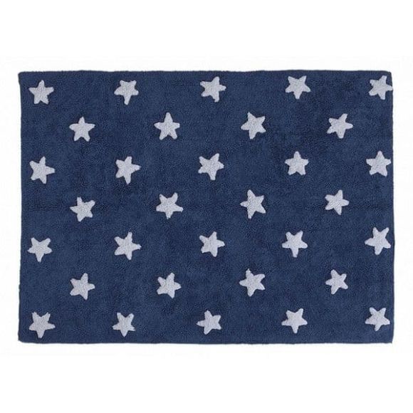 Παιδικό χαλί Lorena Canals μπλε αστέρια λευκά navy stars white 120x160 στο Bebe Maison