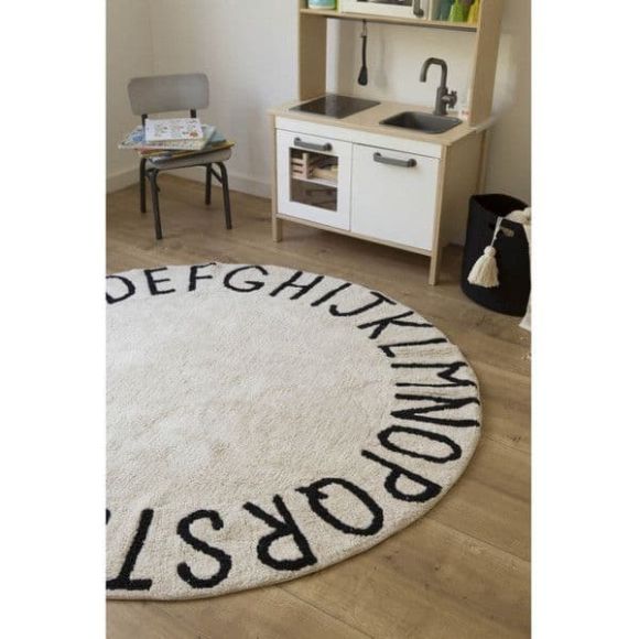 Children&#39;s carpet Lorena Canals C-ABC-NBK Round ABC black 150cm. Diameter στο Bebe Maison