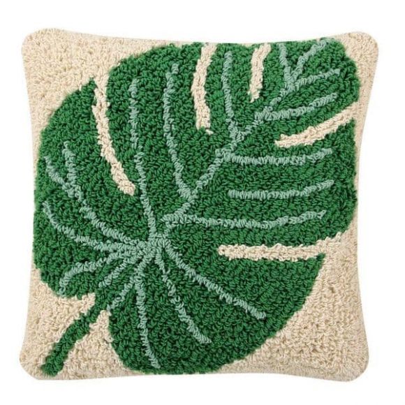 Lorena Canals. Monstera pillow white-green στο Bebe Maison