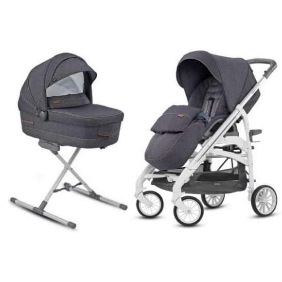 Πολυκαρότσι Inglesina Trilogy System Duo Village Denim-σκελετός silver/white στο Bebe Maison