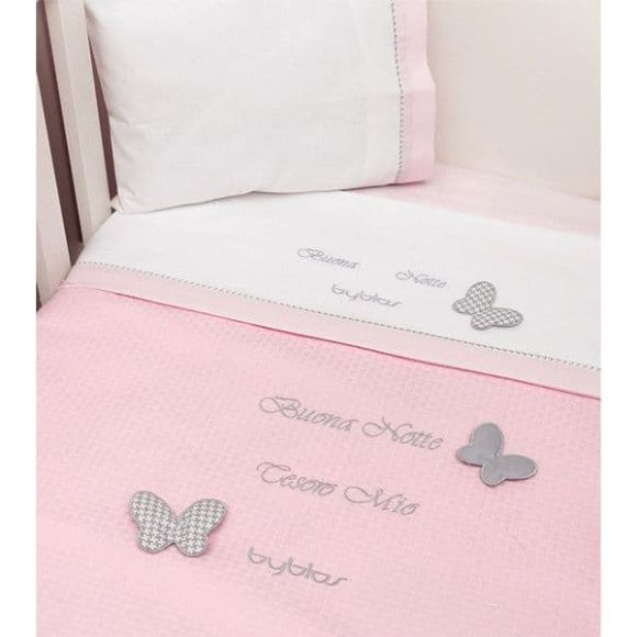 Κουβέρτα πικέ αγκαλιάς Byblos σχέδιο 84 Pink Butterfly στο Bebe Maison