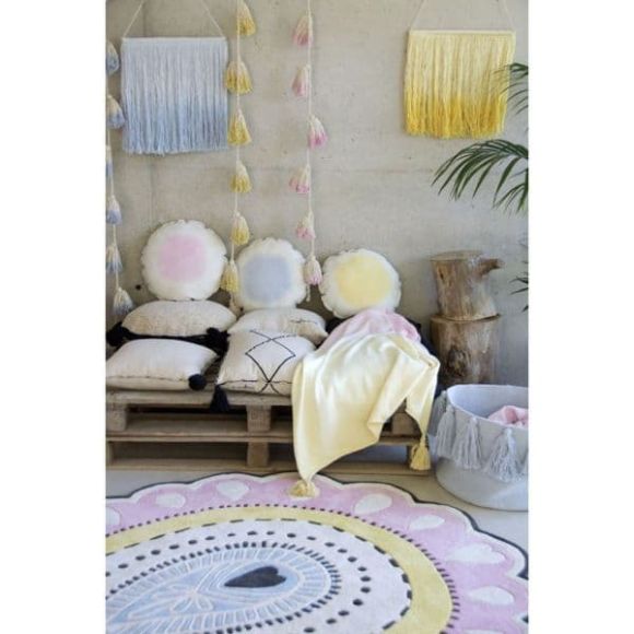 Στρόγγυλο μαξιλάρι Lorena Canals tie-dye κίτρινο στο Bebe Maison