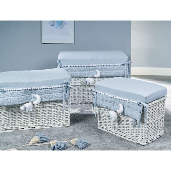 Set Wicker Baskets 3pcs Picci from the Dili Best Series Astrid Blue Design στο Bebe Maison