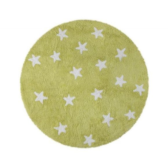 Lorena canals room carpet cielo pistachio round peanut with white stars στο Bebe Maison