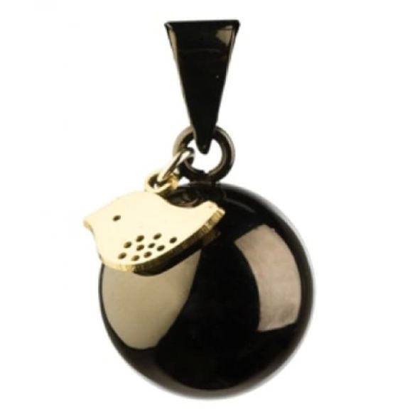 Μουσικό μενταγιόν εγκυμοσύνης Bola χρώμα Μαύρο χρυσό με χρυσό κρεμαστό πουλάκι στο Bebe Maison