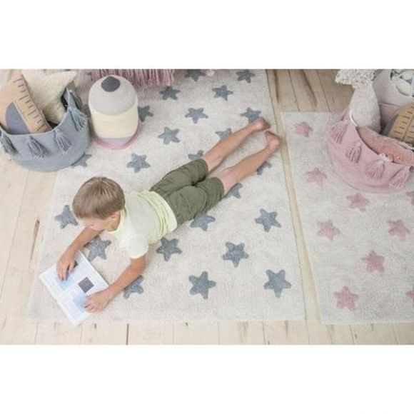 Παιδικό χαλί Lorena Canals Stars Natural Vintage Blue 160x120 στο Bebe Maison