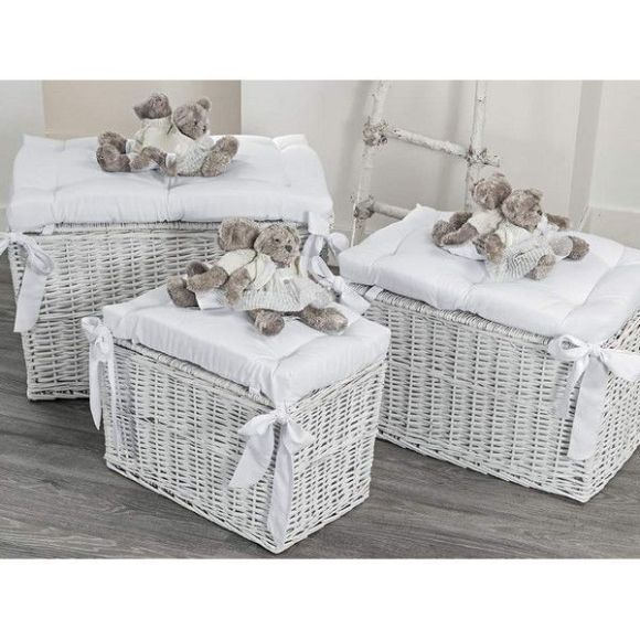 Set of wicker baskets 3pcs (toy boxes) Picci Nanny bianco design στο Bebe Maison