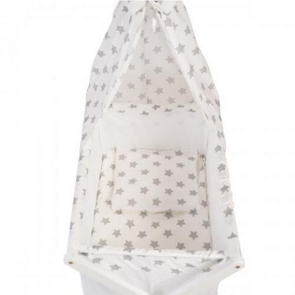 Ξύλινο λίκνο Cangaroo Cassy white Grey Stars στο Bebe Maison