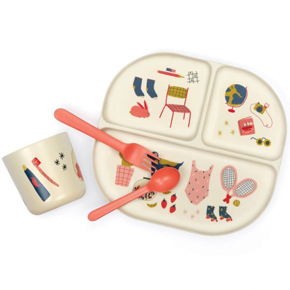 Bamboo σετ φαγητού με σχέδια Ekobo Coral στο Bebe Maison