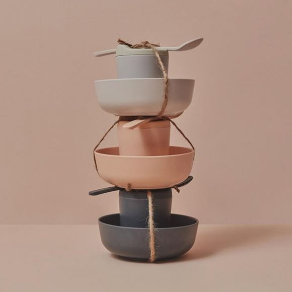 Bamboo σετ βρεφικού ταΐσματος Ekobo ροζ στο Bebe Maison