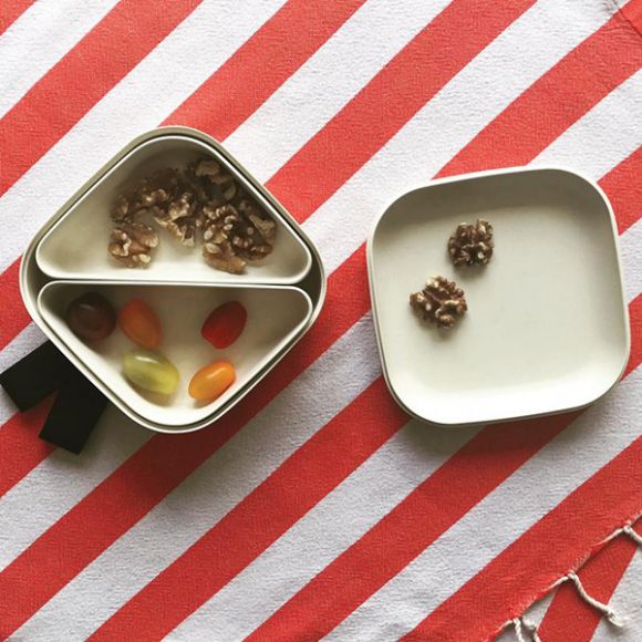 Bamboo δοχείο φαγητού Ekobo Bento τετράγωνο λευκό στο Bebe Maison