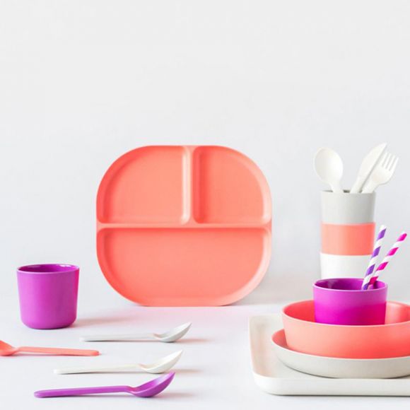 Bamboo δίσκος φαγητού με χωρίσματα Ekobo ροζ στο Bebe Maison