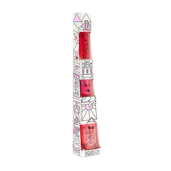 Totem δώρου με σετ παιδικού βερνικιού Nailmatic Sissi, lip gloss Μαύρο μούρο και glitter σώματος φράουλα στο Bebe Maison