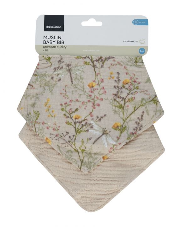 Σαλιάρες μουσελίνας 2 τμχ Kikka Boo Garden Beige στο Bebe Maison