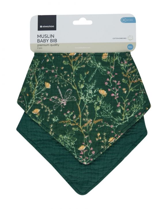 Σαλιάρες μουσελίνας 2 τμχ Kikka Boo Secret Garden Green στο Bebe Maison