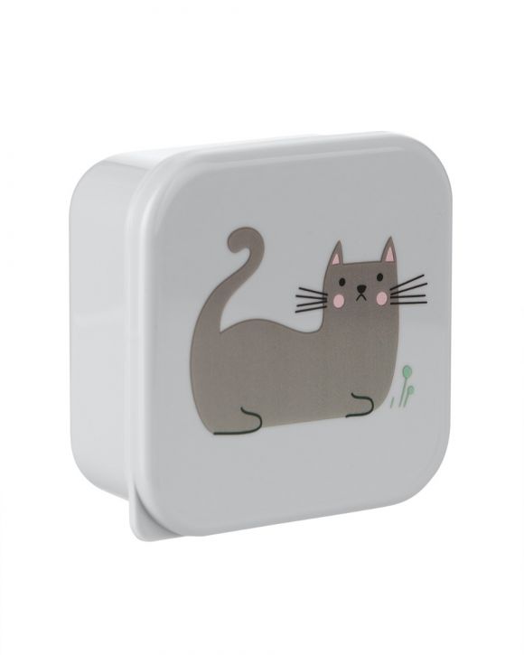 Σετ πολυπροπυλένια φαγητοδοχεία Kikka Boo Kitty Cat Γκρι 4τμχ στο Bebe Maison