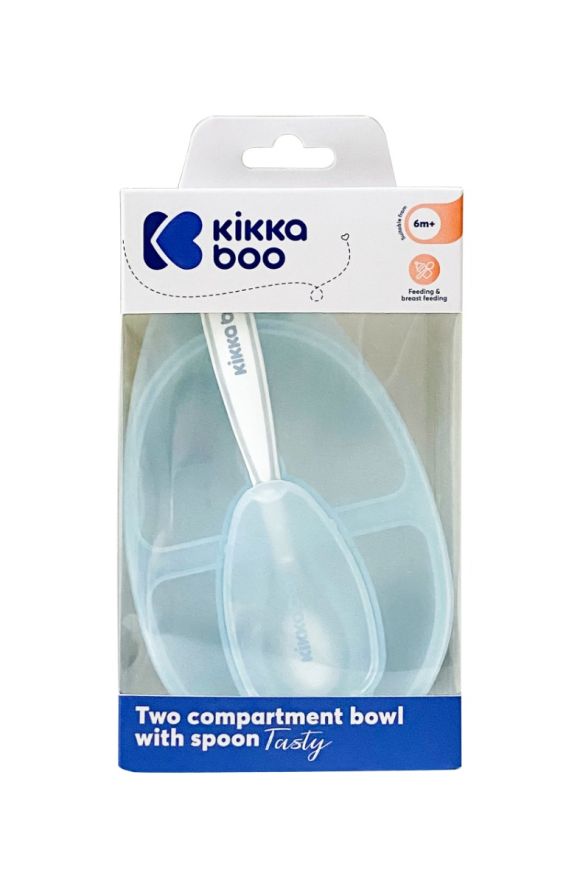 Μπολ 2 διαμερισμάτων Kikka Boo με κουτάλι Tasty Blue στο Bebe Maison