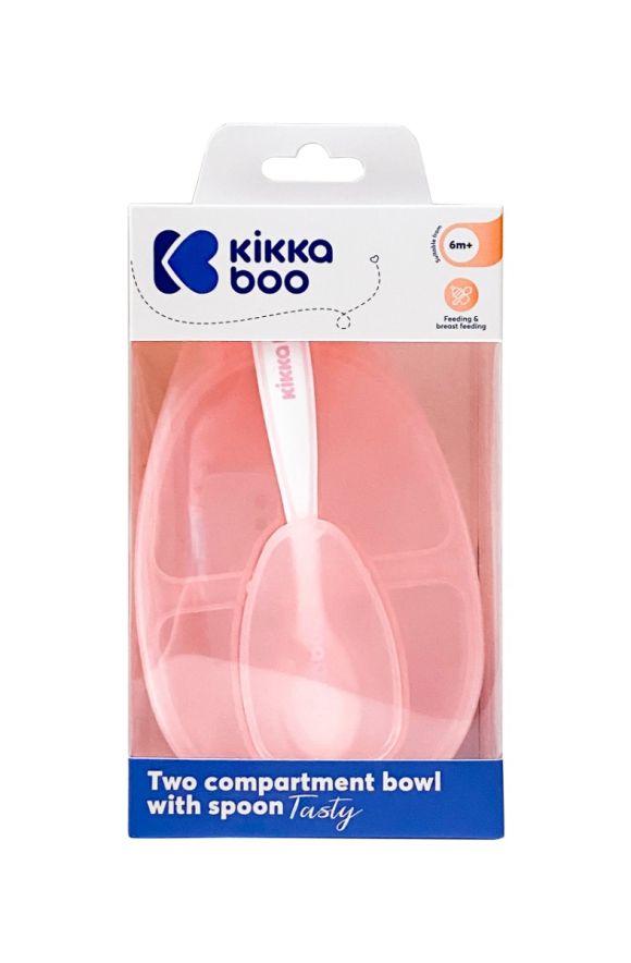 Μπολ 2 διαμερισμάτων Kikka Boo με κουτάλι Kikka Boo Tasty Pink στο Bebe Maison
