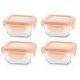 Σετ γυάλινα φαγητοδοχεία Miniland Natur Square Bunny 160 ml 4τμχ στο Bebe Maison