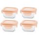 Set of glass food containers Miniland Natur Square Bunny 160 ml 4pcs στο Bebe Maison