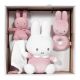 Σετ δωρου Miffy Pink λούτρινο 20 εκ. πανάκι παρηγοριάς & κουδουνίστρα σε συσκευασία κουτί στο Bebe Maison